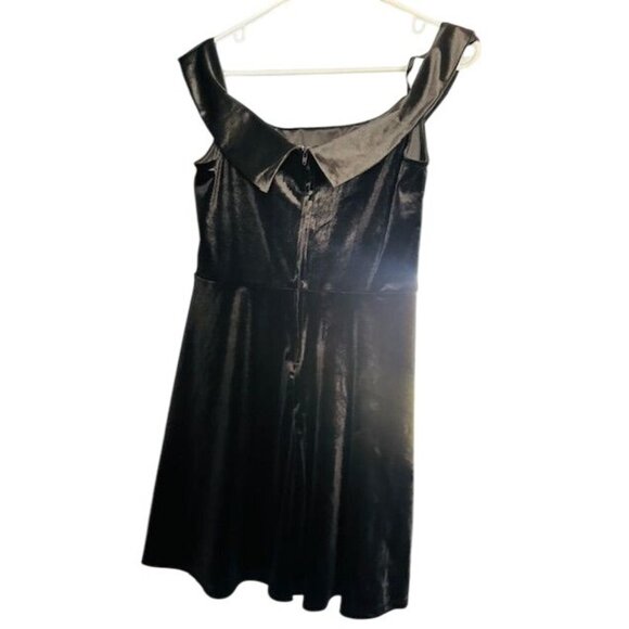 Trixxie New Feminine Velvet Sleeveless A-Line Satin Collar & Zipper Back Dress L - Picture 3 of 7